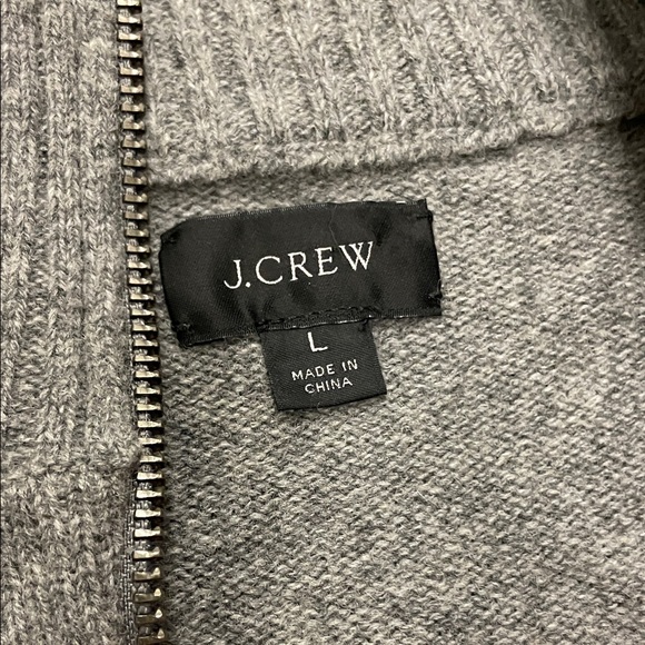 J. Crew Men's Light Gray Zip-Up Sweater - Picture 2 of 4